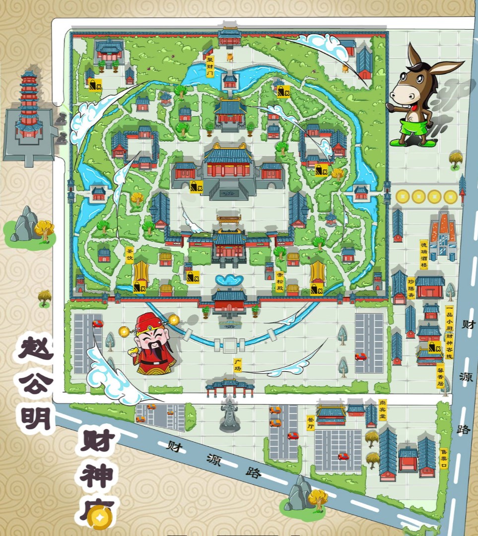 原阳寺庙类手绘地图